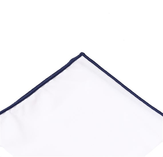 White and Dark Blue Pocket Square