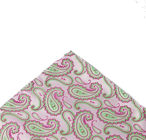 Pañuelo Bolsillo Cachemir Verde y Magenta