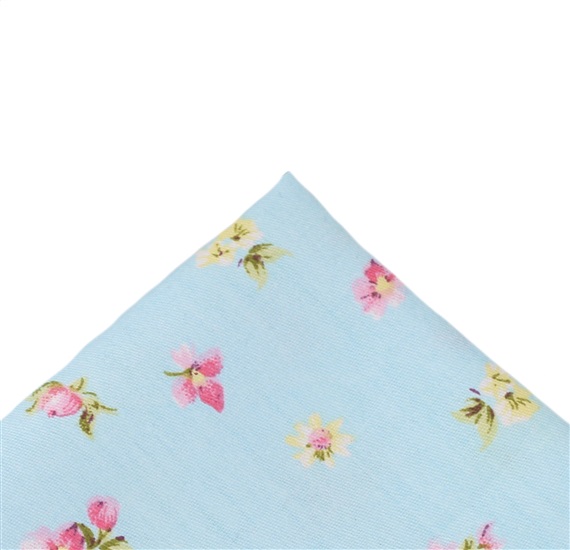 Light Blue Pocket Square with Flowers