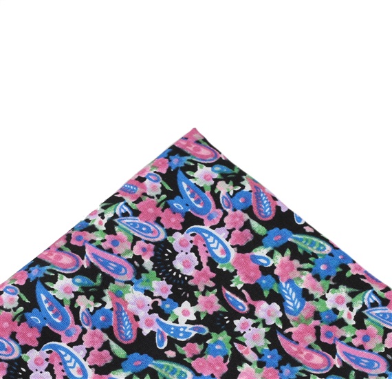 Pañuelo Bolsillo Flores y Cachemir Azul
