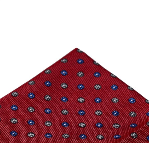 Burgundy Pocket Square with Flowers