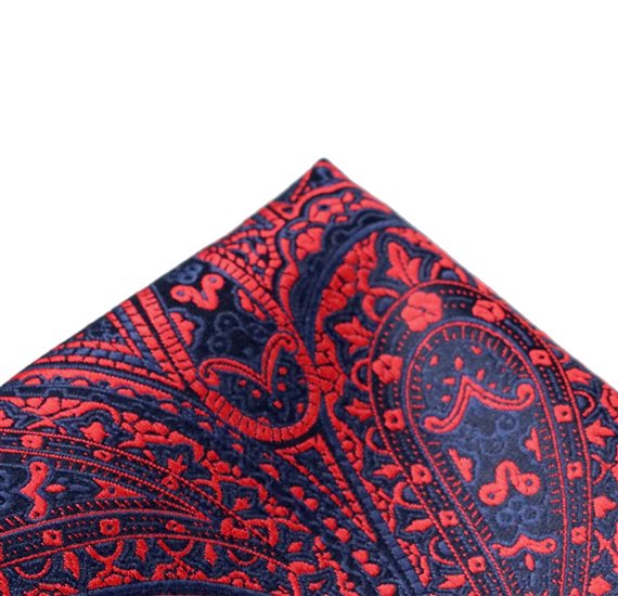 Pañuelo Bolsillo Paisley Rojo y Azul