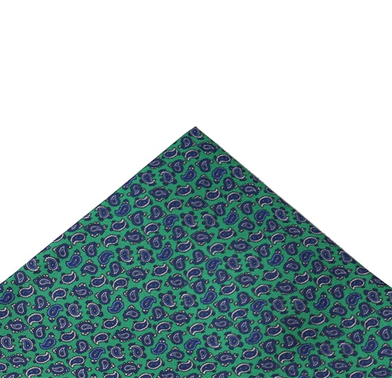 Pañuelo Bolsillo Seda Verde con Cachemir