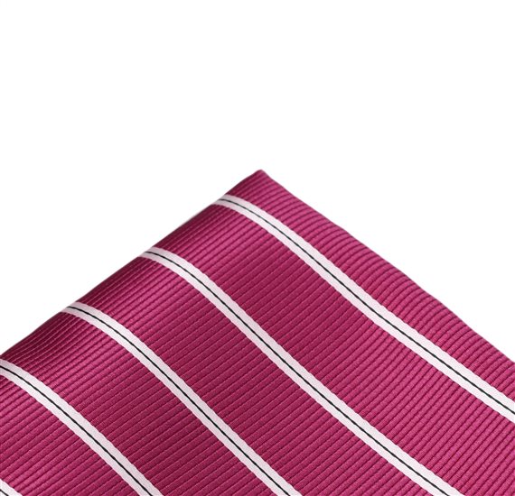 Magenta Pocket Square with Stripes