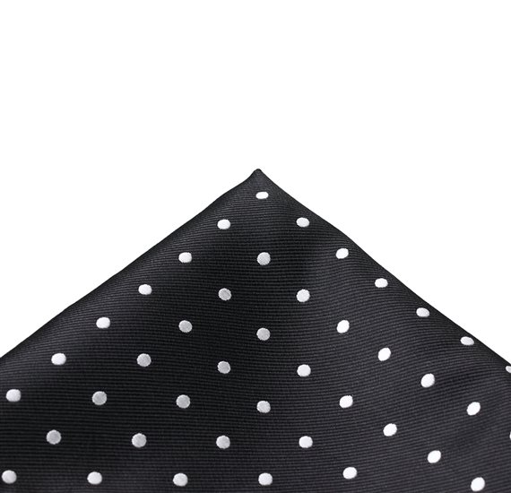 Black Pocket Square with Dots