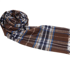 Brown and Royal Blue Checked Scarf