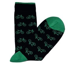 Blue Men's Socks with Green Bicycle