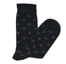 Dark Blue Men's Socks with Red Paisley