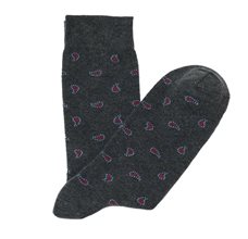 Grey Men's Socks with Red Paisley