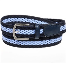 Boy's Dark Blue Elastic Belt with Sky Blue Stripe