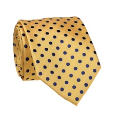 Corbata Amarilla con Lunares Azul Marino