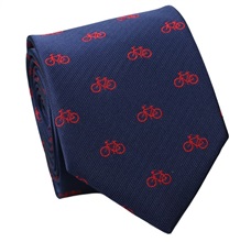 Corbata Azul con Bicicletas Rojas Seda