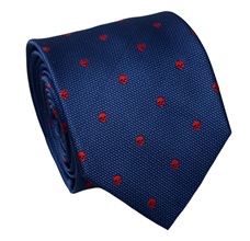 Corbata Azul con Calaveras Rojas