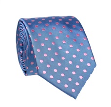 Corbata Azul con Lunares Rosa