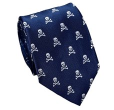 Dark Blue Tie with Skulls