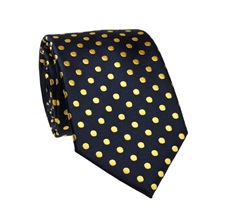 Corbata Azul Marino con Lunares Amarillos
