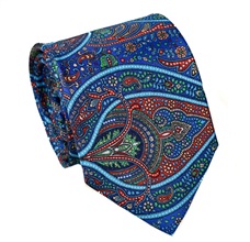 Corbata Cachemir Azul y Roja de Seda Natural
