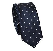 Blue Slim Tie with White Dots