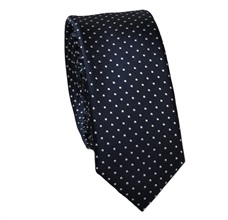 Corbata Estrecha Azul Motas Blancas