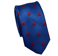 Corbata Estrecha Azulona con Calaveras