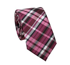 Corbata Estrecha Cuadros Fúcsias