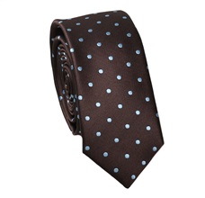 Brown Slim Tie with Blue Sky Dots