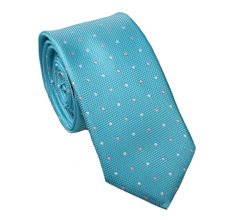 Turquoise Blue Slim Tie with Dots