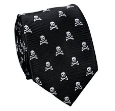 Corbata Negra Calaveras Grises
