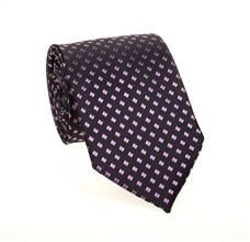 Corbata Negra Cuadrados Morados