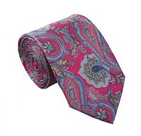 Corbata Rosa Fucsia Seda Paisley