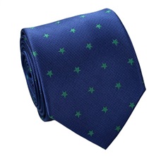 Corbata Seda Azul con Estrellas Verdes
