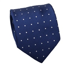 Corbata Seda Azul con Lunares Blancos