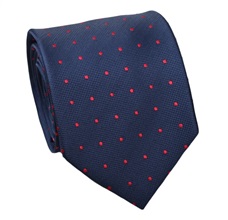 Corbata Seda Azul con Lunares Rojos