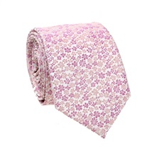 Corbata Seda Flores Rosa