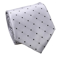 Corbata Seda Gris con Lunares Negros