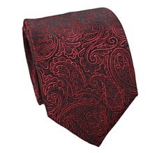 Corbata Seda Negra Cachemir Rojo