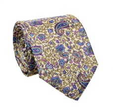Yellow Paisely Silk Tie and Pocket Square