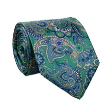Corbata y Pañuelo Cachemir Verde de Seda Natural