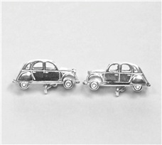 Gemelos Coche Dos Caballos Plata