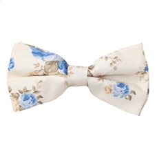 Pajarita Beige Flores Azules