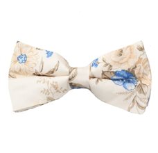 Pajarita Beige Flores Azules e Camel