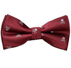 Bordeaux Bow Tie with Skulls