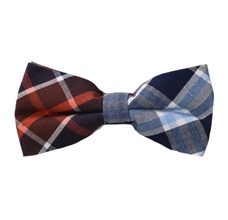 Brown and Blue Tartan Bow Tie
