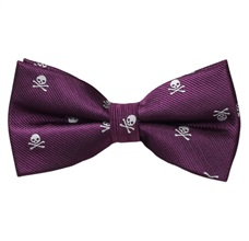 Purple Bow Tie with White Skulls
