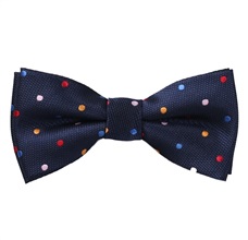 Blue Boy's Bow Tie with Multicolored Dots