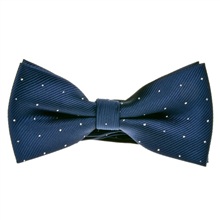 Navy blue dots silk bow tie