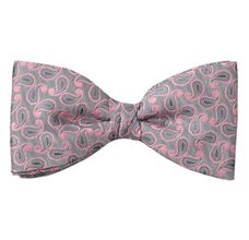 Pajarita y Pañuelo Paisley Gris y Rosa