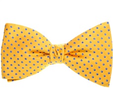 Pajarita y Pañuelo Seda Amarillo con Lunares Azules