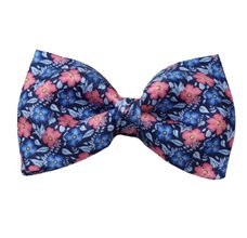 Bow Tie and Pocket Square with Blue and Coral Flowers