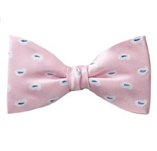 Pajarita y Pañuelo Seda Rosa Paisley Blanco y Azul